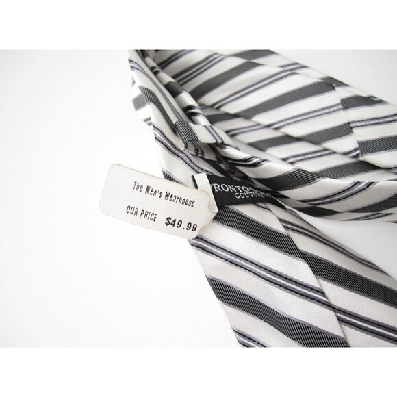 New W/ Tag Pronto Uomo Couture Stripes 100% Silk Neck Time (T20) - Picture 6 of 7